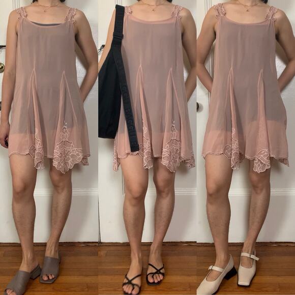 Free People Dresses & Skirts - Free people floral pattern beaded sheer mini dress